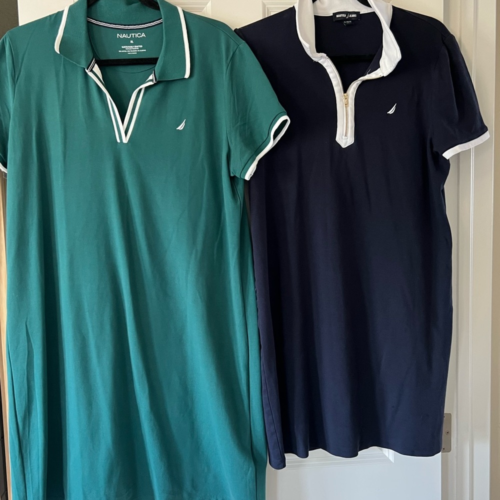 Nautica women’s Polo Shirts dresses in Teal and Navy